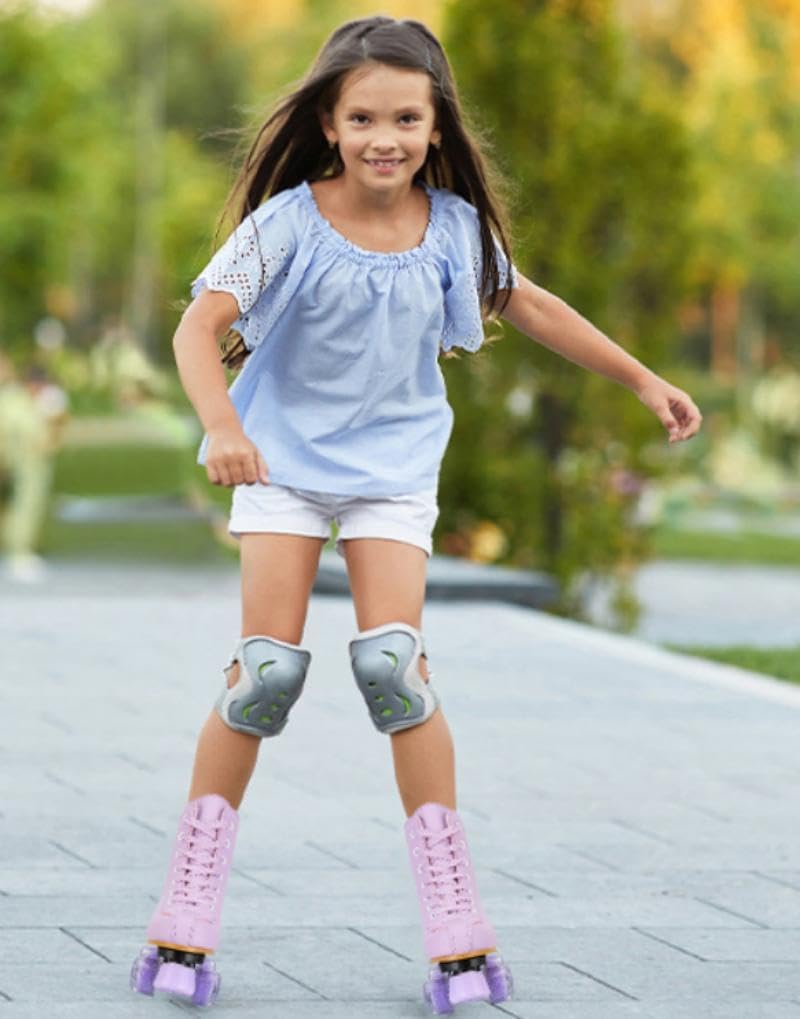 Cartoon Roller Skates for Girls and Women,Double Row Skates with Light Up Wheels,Lace-Up High Top PU Leather Indoor Outdoor Skates for Beginner,Kids,Youth
