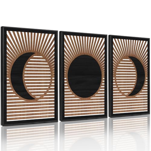 CHDITB Wooden Moon Phase Celestial Wall Decor (Set of 3)