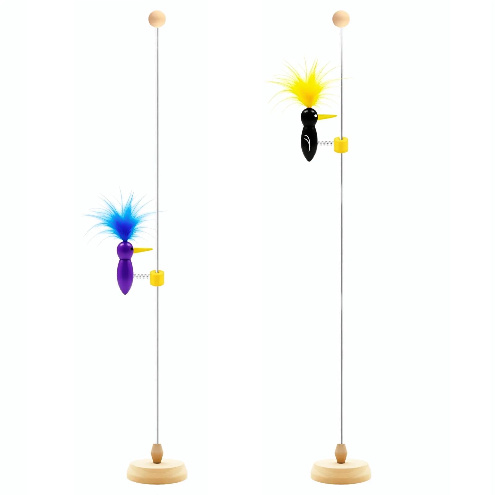 HIXNUG 2 PCS Funny Pecking Woodpecker Bird On A Stick Pole Interactive Pecking Woodpecke Toys Vintage Retro Vintage Desktop Ornament High-End Novelty Gift (Colors Random)
