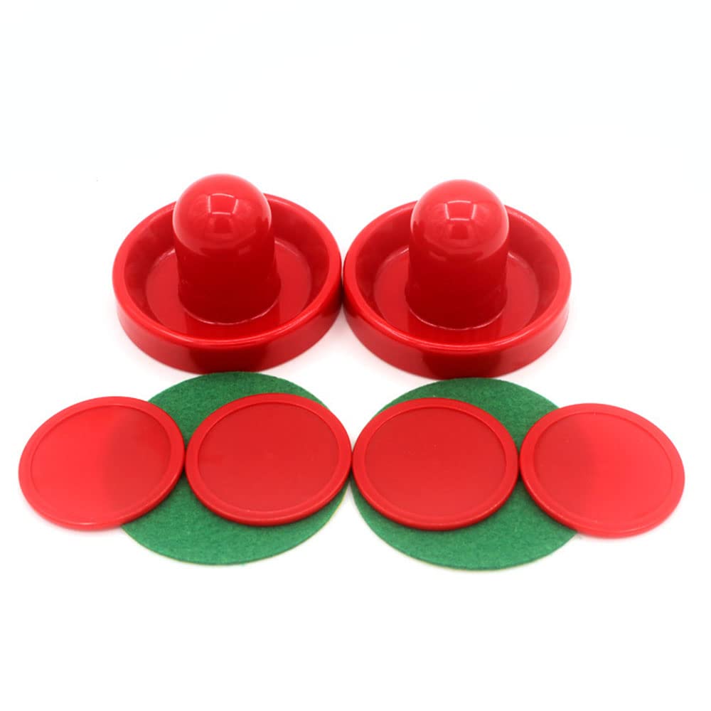 Set di Hockey da Tavolo da 4 Pezzi 96 mm, 4 spingitori di Air Hockey portieri Dischi di Ghiaccio con 4 Flanella 8 Dischi – Rosso