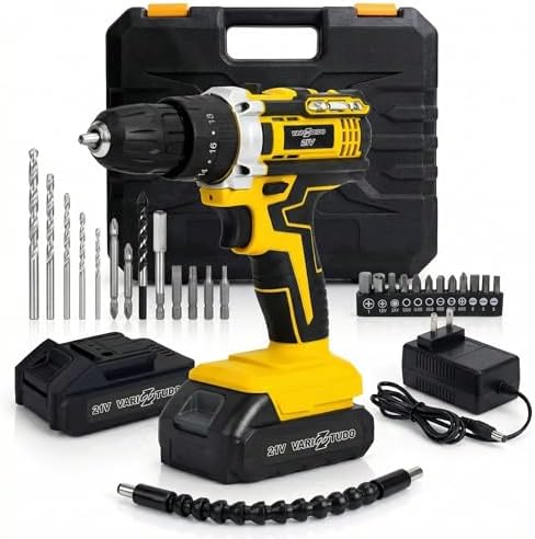 Furadeira e Parafusadeira de Impacto Sem Fio 21V com LED, 2 Bater...