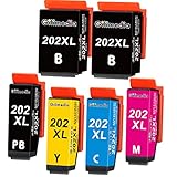 Gilimedia 202XL Druckerpatronen Ersatz für Epson 202XL 202 XL Kompatibel mit Epson Expression Premium XP-6100 XP-6000 XP-6105 XP-6005 XP-6001 (2 Schwarz,1 Foto Schwarz, 1 Cyan, 1 Magenta,1 Gelb)