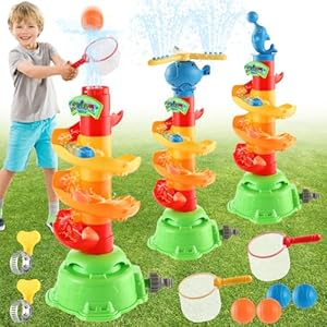 Water Sprinkler for Kids,3-in-1 Outdoor Fairway Water Sprinkler Toys with 2 Hose Clamps,Patio Children Sprinkler Set,Garden Sprinkler Toys for Boys & Girls Age 3 4 5 6 7 8 9 10 11 12