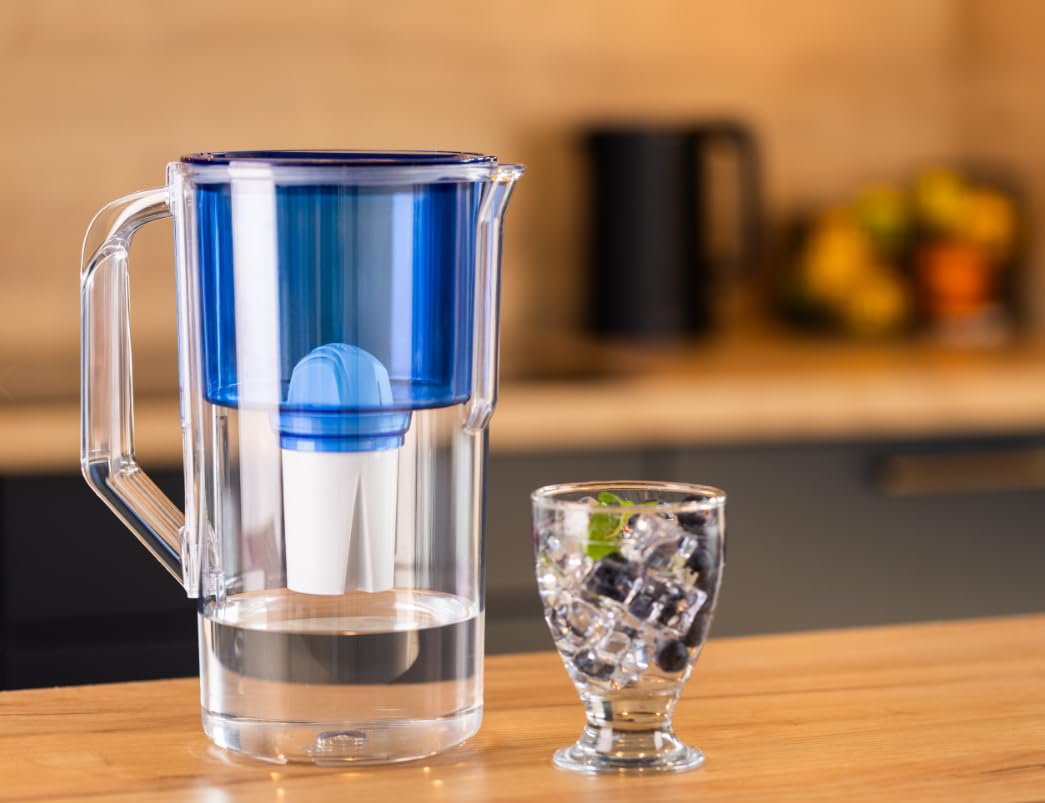 Wessper Waterfilterkan Waterfilter-Karaf 2,8 L met teller met 1 Water Filter | Vervanging voor Aquaphor Standard, Brita Classic, Dafi Classic filter | Vermindert Kalk Chloor Zware Metalen – Mint