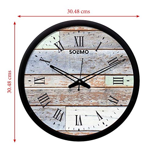 Image of Amazon Brand - Solimo 12-inch Wall Clock - Designer (Silent Movement, Black Frame)