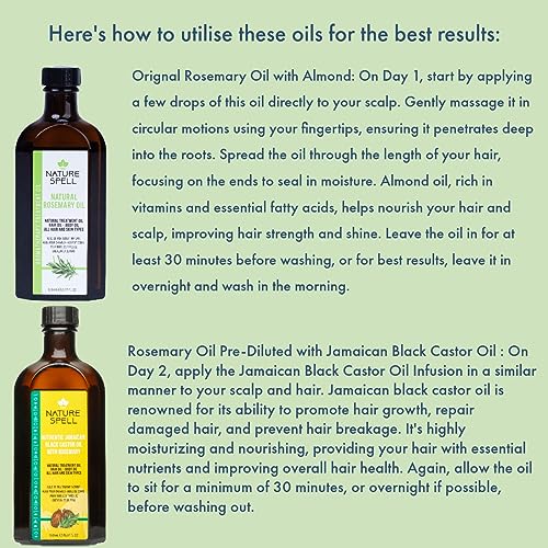 Nature Spell Rosemary Oil For Hair Growth Duo 150ml x 2, Treats Dry & Damaged Hair, Rosemary Oil Fusion Duo Pre-Diluted With Almond & Castor Oil, Made In The UK - Image 7