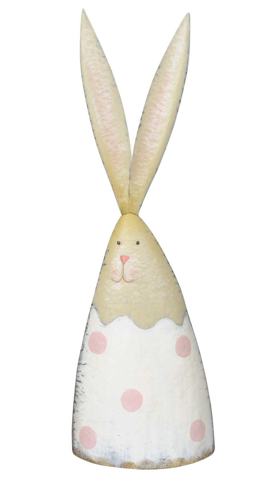 dekorative originelle Dekofigur Hase als Hasendame weiß rosa oder Hasenmann hellgrau Gold Metall bemalt (Hasendame weiß rosa)
