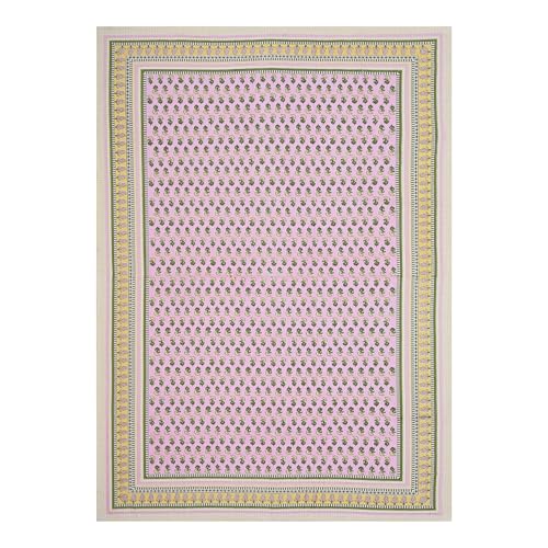Image of 100% Cotton Single Bedsheet with 1 Pillow Cover | 240 TC Pure Cotton Flat Bed Sheet | Traditional Jaipuri Printed Bedding Set | Soft & Breathable | 60 x 90 Inch (Rangmahal Single 20)