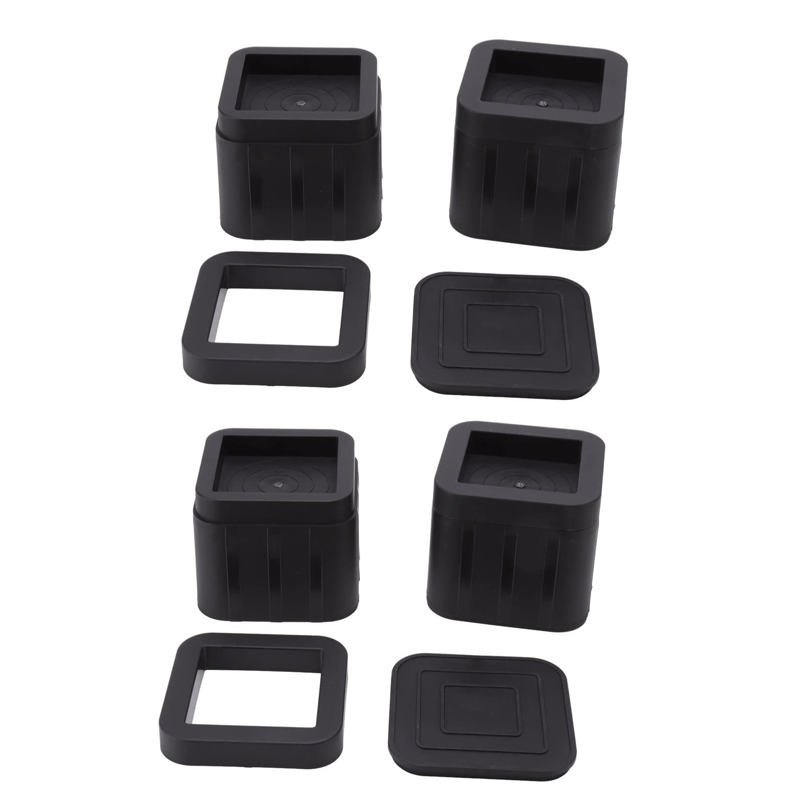 Paquete De 4 Elevadores para Muebles De 3,5 Pulgadas: Elevadores De Patas Apilables Cuadrados Negros para Cama, Sofá Y Gabinete con Almohadillas De Goma