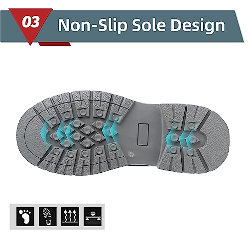Image of ANGRYRAM Winter Steel Toe Work Boots for Men Fleece Lined Winter Safety Boots Men's Slip Resistant Safety Construction Shoes Indestructible Industrial Boots