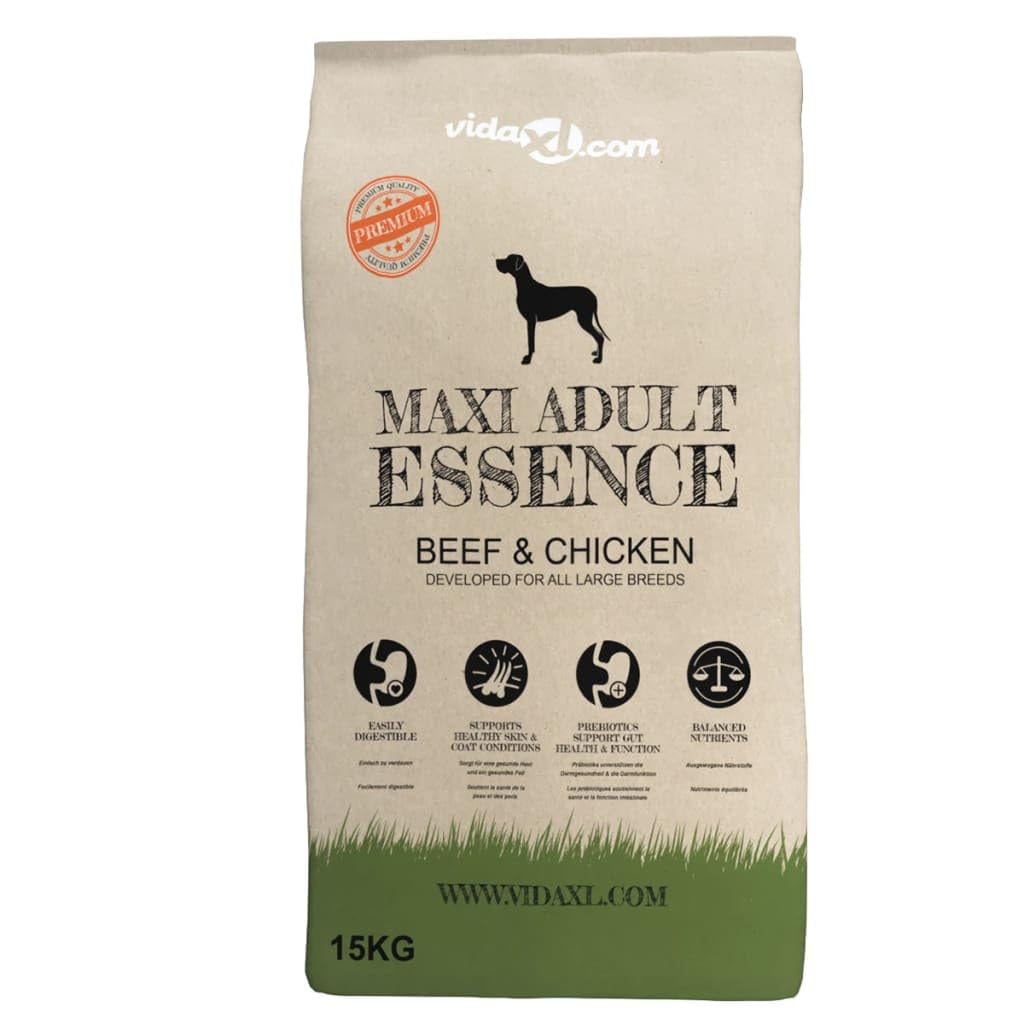 Alimento seco para perros Maxi Adult Beef & Chicken 15 kg - Alimento equilibrado completo para perros grandes a partir de 1 año - Apoya la salud intestinal, la piel y el pelaje