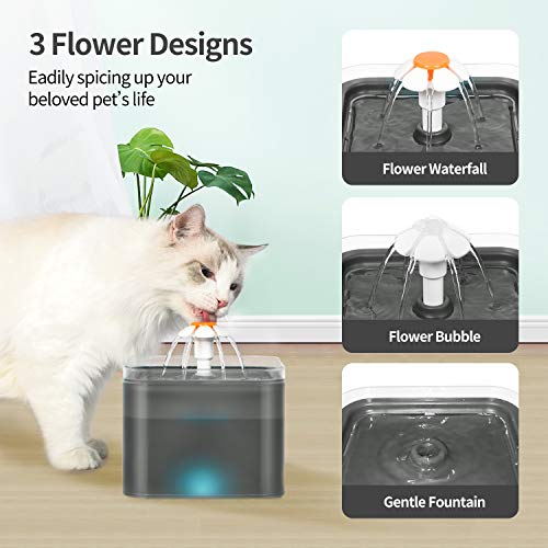 Fuente automática para gatos de 2 litros con filtro y luz LED miniatura 2