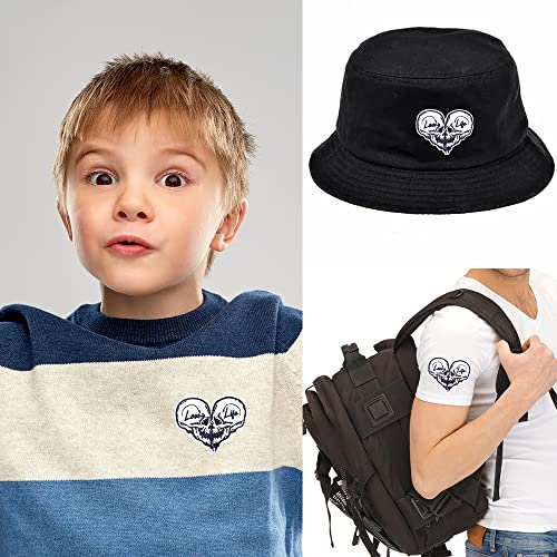 Wikineon Iron On Embroidered Patch, Skull Heart Applique Patch - Motorcycle Punk Embroidered Badge Iron On/Sew On Emblem Patch Diy Accessories Perfect For Backpack Jackets Clothes Hats Jeans #TOP4