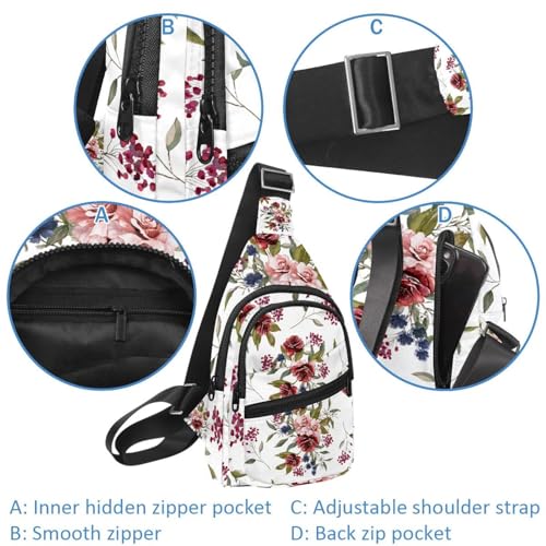 Mochila bandolera impermeable con diseño de rosas para hombre 4