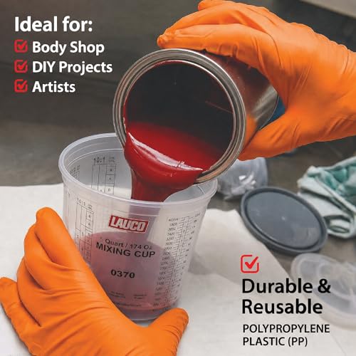 Box of 40 - Paint & Epoxy Mixing Cups Buckets - 174 Ounce (5-Quart) - Calibrated Mixing ratios on Side - Solvent Resistant, Reusable Clear Plastic Cups for Paint, Epoxy, Resin, Oil, Thinner (40) 0370 by LAUCO - Used condition - Image 5