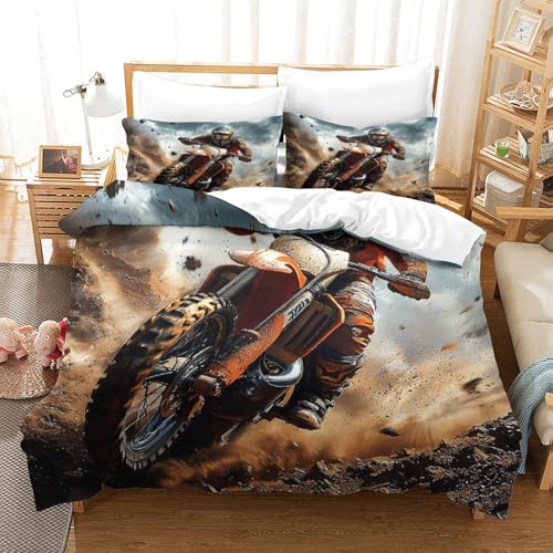 Housse de couette motocross 140x200 parure lit microfbre - 3