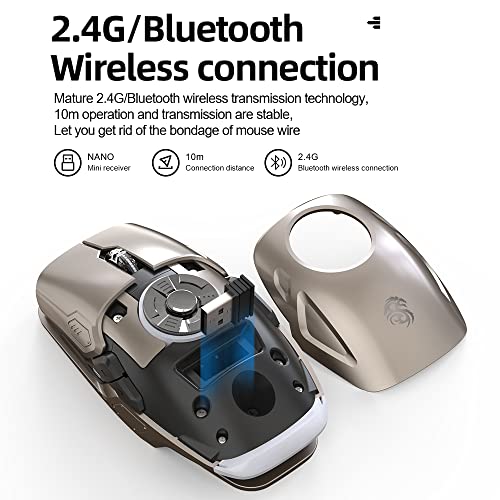 Wireless Trackball Mouse,Computer Ergonomic Mouse,Easy Thumb Control,3 Device Connection(Bt3.0/Usb/2.4G),Rechargeable Bluetooth Mouse For Pc,Laptop,Ipad, Mac,Windows (Gray) #TOP5