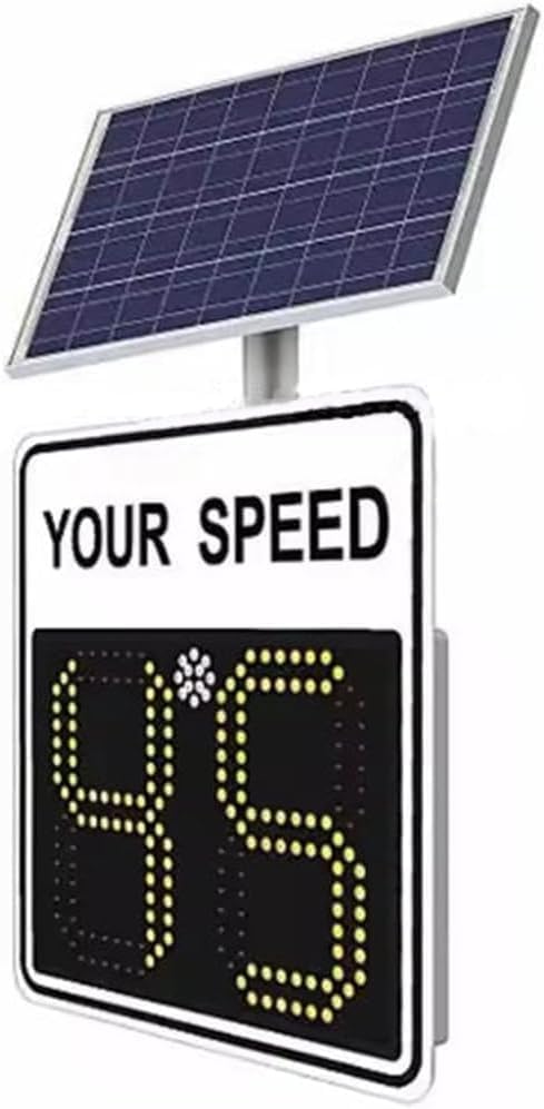 LED Speed Limit Sign - Aluminum Radar Traffic Display for School Zones, Highways & Parking - Real-time Speed Monitoring Warning Board (White)