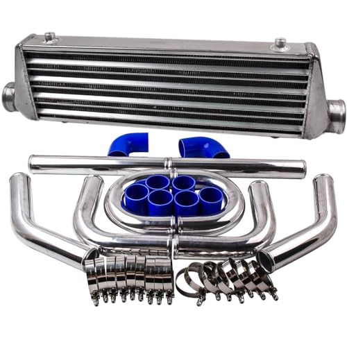 maXpeedingrods Kit de conduite turbo, Tube de 2.5 pouces 64 mm, Aluminium kit intercooler, Refroidisseur d'air de chargement 27 x 7 x 2,5