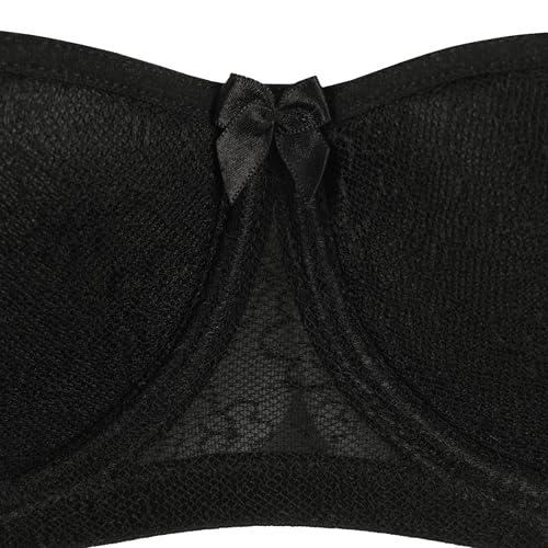 Image of Rosme Women's Balconette Bra with Push Up Effect Plus Size Sexy Lace Demi Half Cup Bra Underwired Low Cut Mesh Bras Grand