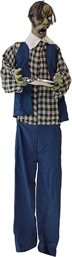 Miniatura 27 de Haunted Hill Farm - Zombie animatrónico HHZOMB-1FLSA tamaño real, color 1 Zombie de pie de 71",Víctor el zombi de 63",Camarero de pie