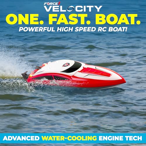 image for Force1 Velocity Red Fast RC Boat- Remote Control Boats for Adults and 