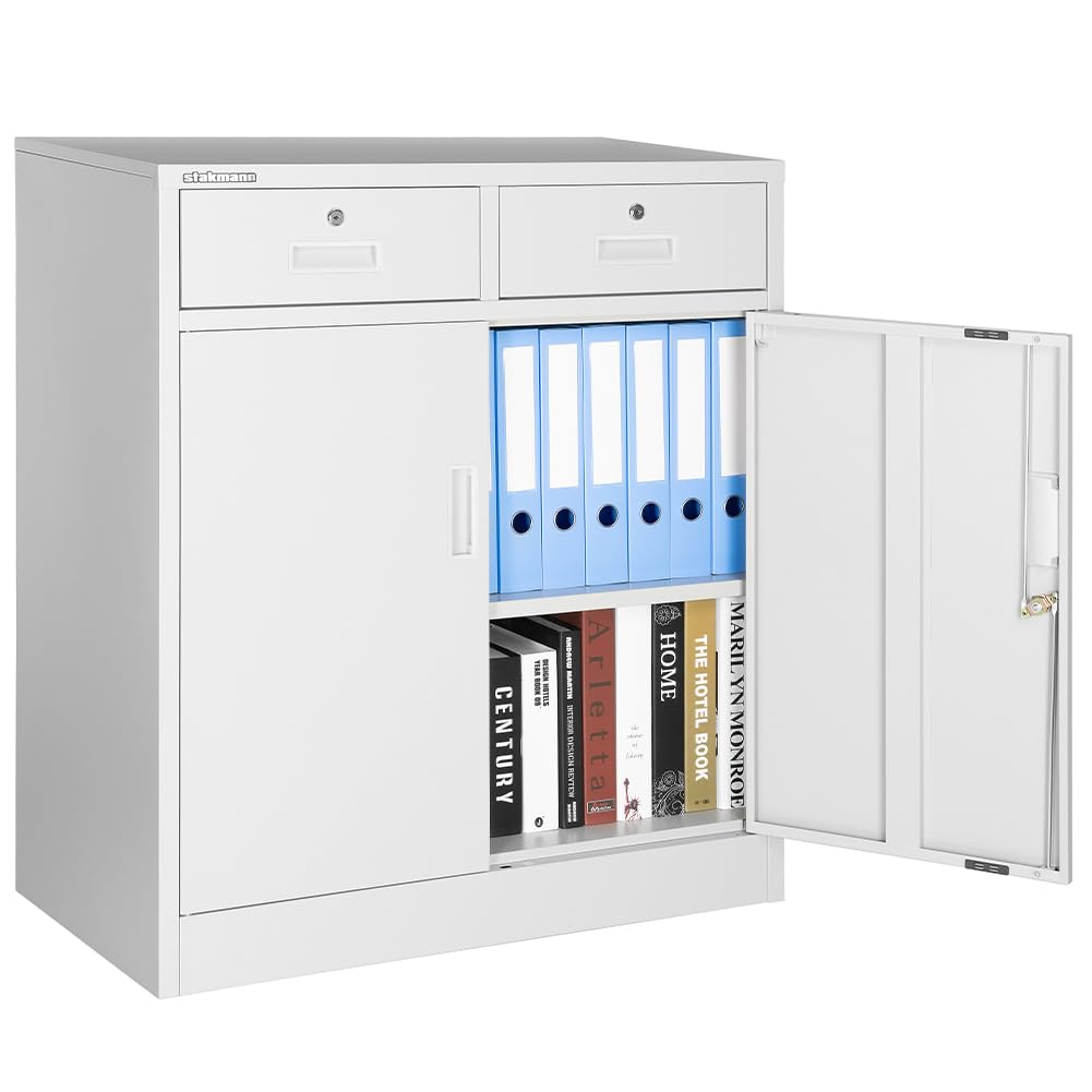 Armoire en métal pour meubles de bureau avec 2 clés et serrure, armoire grise idéale pour le garage, la maison, le travail, le meuble de rangement Faldoni, le magasin d'étude porte documents (2