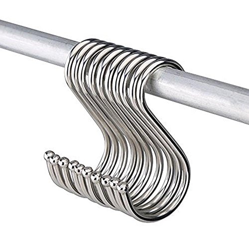 Envisioni Gancho en Forma de S, Gancho de Acero Inoxidable, Gancho multifunción para Armario, Cocina, baño, trastero, Garaje, Taller y Oficina