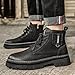 Men's Fashion Leather High-Top Lace-Up Comfortable Chukka Ankle Boots Round Toe Non-Slip Casual Oxford Shoes for Walking Outdoor Hiking Street Style Y2K Motorcycle Backpacking Daily Wear (Black,9)