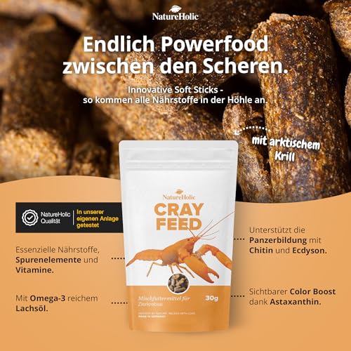 NatureHolic - Krebsfeed Krebsfutter I eignet Sich ideal für Omnivore Krebse der Gattungen Procambarus, Cambarus, Cambarellus, Astacus und die Cherax Krebse aus Australien I Made in Germany