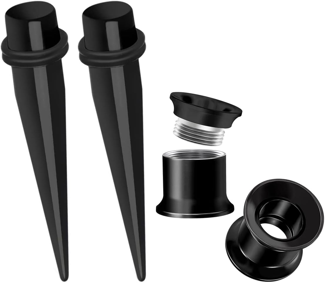 HEKEUOR 9MM Screw Fit Ear Gauges Taper Plug Tunnel Stretching Body Piercing Jewelry for Women Men
