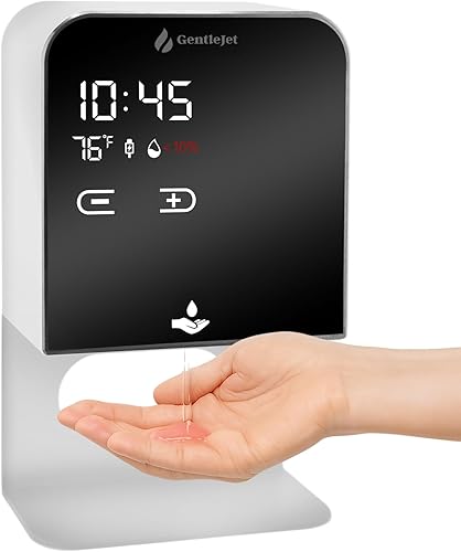 NobleJet - Dispensador automático de jabón sin contacto, alimentado por USB-C o batería, pantalla LED, dispensador de jabón de cocina, soporte de