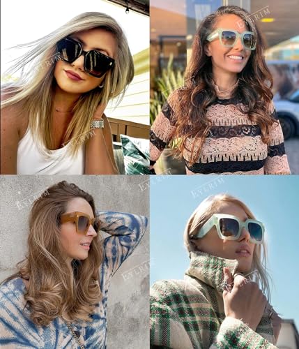 EYLRIM Square Frame Sunglasses for Women Trendy Oversized Big Sun Glasses Black Shades UV400 Protection2