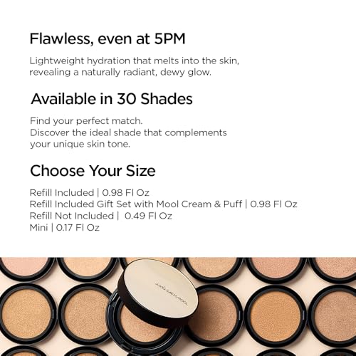 Image of JUNG SAEM MOOL Essential Skin Nuder Cushion | Natural Finish, Buildable Coverage Cushion Foundation by Korean Makeup Artist (Refill Included, SPF 50 | Gift Set with Mool Cream & Puff), 21 Medium