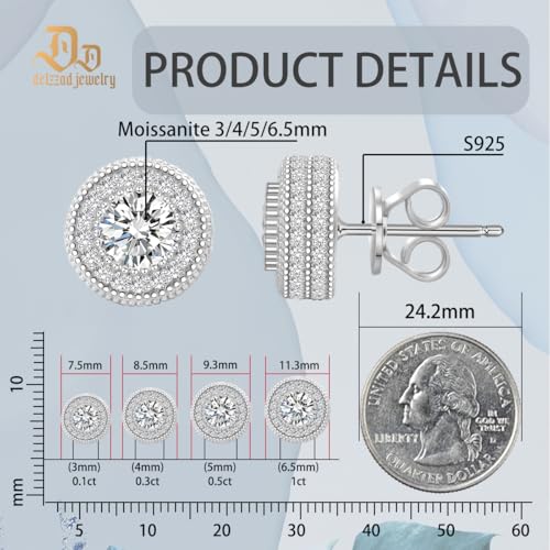 Jewelry S925 Round Moissanite Hip Hop Iced Out Halo Stud Earrings For Men Women Christmas Gifts3