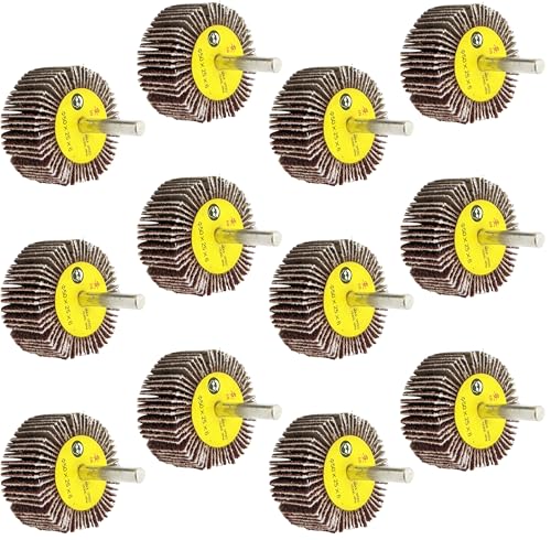 12 Pack ¼ Shank 80 Grit Flap Wheels, Aluminum Oxide Sandpaper - 2