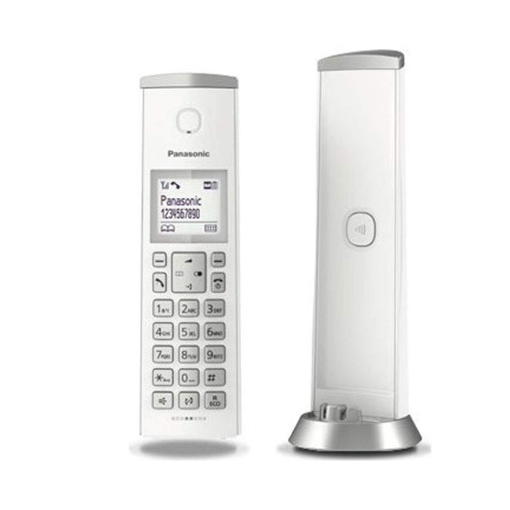 Panasonic KX-TGK210JTW Telefono Cordless, Sistema DECT, Schermo LCD 1.5" a Retroilluminazione Bianca, Suoneria Polifonica, Blocco Chiamate Indesiderate, Bianco