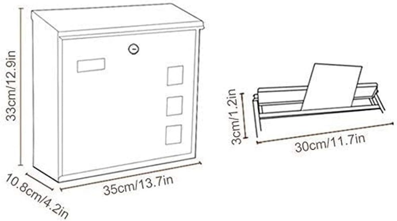 Wall Mounted Mailboxes for Outside,Mailboxes for Outside Wall Mount,Mailboxes & Accessories, Letterbox Posts Wall Mount Mailboxes Mail Drop Collection Boxes Lockers Less Steel Mailbox Covers
