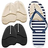 Xshum Metatarsal Pads for Flip Flops, Ball of Foot Cushions for Women and Man, Foot Cushion for Ball of Feet, Forefoot Pads for Thong Sandal, Stop Feet from Sliding Forward, 2 Pairs (Black + Beige)