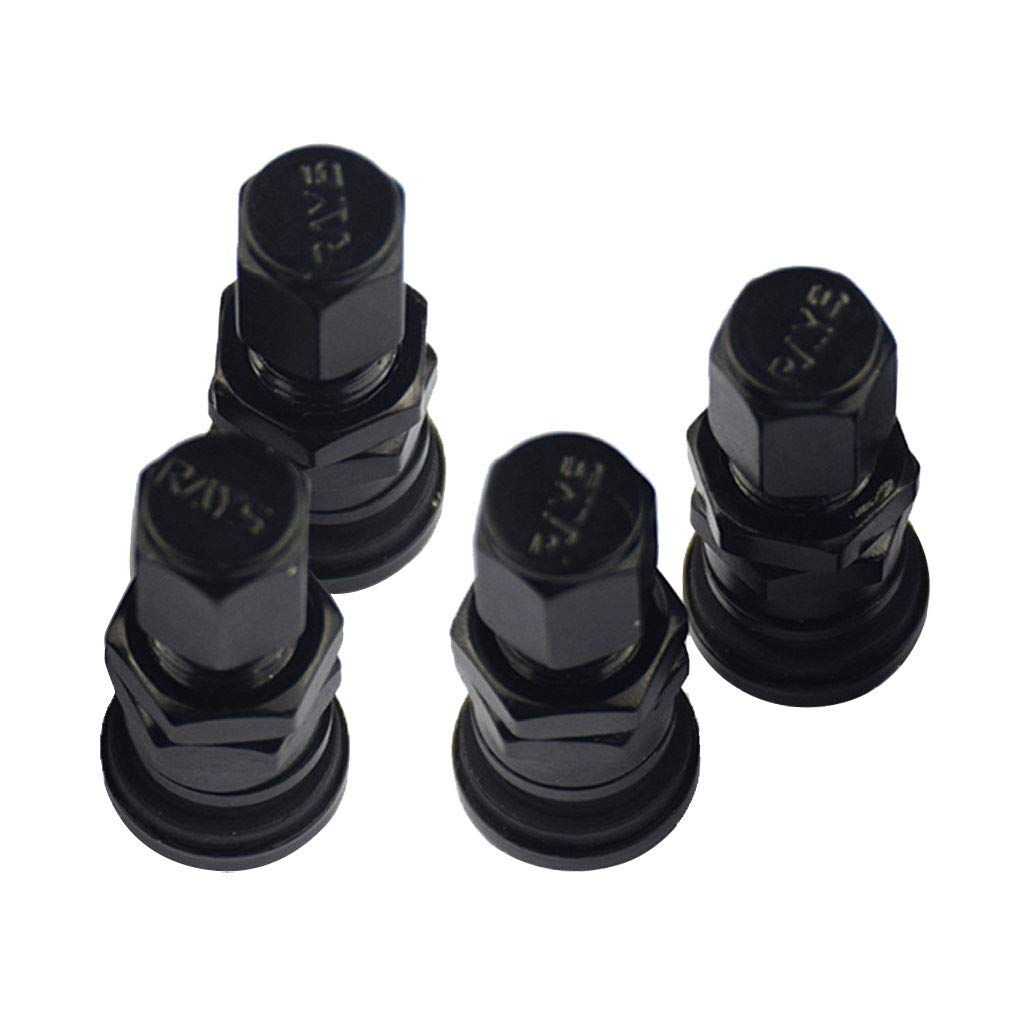 10 Satz von 4 x Aluminium Bolt-In Auto Tubeless Rad Reifen Ventil Vorbau Mit Staubkappe Schwarz