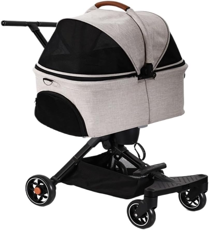 Pet Strollers Pet Stroller is Lightweight, Small and Medium-Sized, Foldable, Detachable, Lightweight for Outdoor Travel Pet Stroller Medium(White)