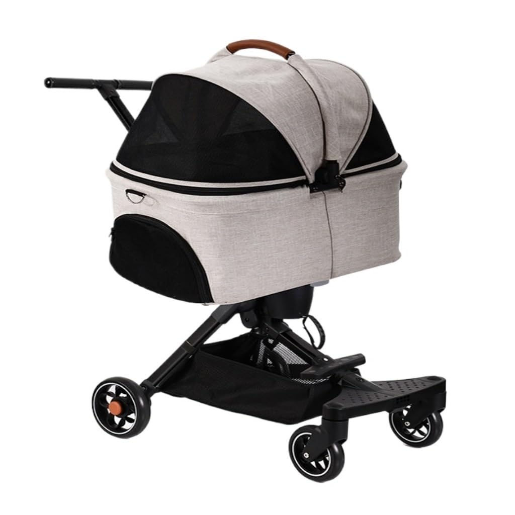 Pet Stroller Pet Stroller is Lightweight, Small and Medium-Sized, Foldable, Detachable, Lightweight for Outdoor Travel Dog Stroller(White)