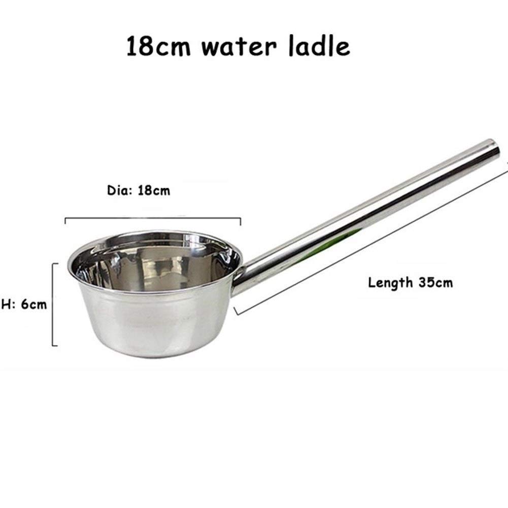 cuchara Utensilios de cocina de mango largo de acero inoxidable, sopa, leche, cuchara, de gran capacidad de utensilios de cocina, Cucharón cuchara sopera(Size:18cm)