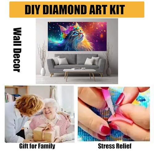 DIY Peinture Diamant Chat 5D : Idée Cadeau Créative Originale Adultes - 7