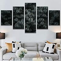 SIGNWIN 5 Panel Canvas Wall Art Modern Art Abstract Brushstroke Closeup Digital Art Minimalism Minimalist Multicolor Pastel for Home Decorations Ready to Hang - 60