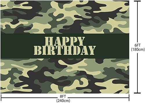 Miniatura 7 de MEHOFOND Decoración de fiesta de cumpleaños de soldado del ejército, telón de fondo de camuflaje verde militar, fondo de fotografía, pancarta para