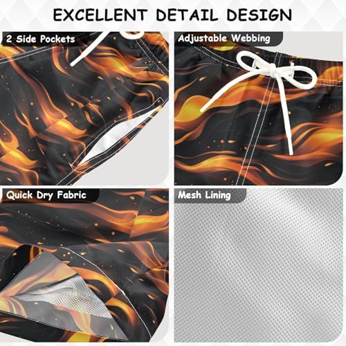 Pigsaly Boys Swim Trunks Digital Orange Fire Boys Board Shorts Swimsuit Swimwear Summer Bathing Suit XS3