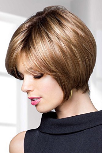 Audrey Wig Color Toasted Brown - Rene of Paris Wigs Short 6" Layered Bob Angled Sides Synthetic Average Cap