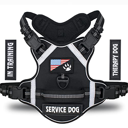 LOCYFENS Dog Harness, No Pull Dog Harness with Soft Handle and 2 Leash Clips, Service Dog Harness with 4 Different…