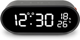 mooas Rolling Pop Mirror Clock, Digital Clock with USB Charging Port, Clear LED Display, Brightness Adjustment, 12/24H Mode, Dual Alarm & Snooze, Temperature & Humidity Display (Dark Gray)